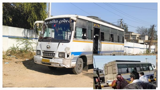 ભુજ નજીક રેલવે ક્રોસિંગમાં ધુસી ગયેલી બસને પોલીસે ડીટેઇન કરી !