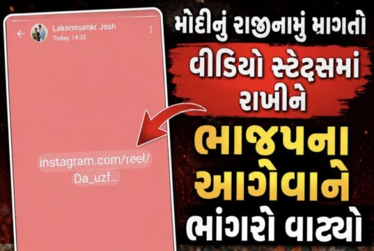 મોદીનુ રાજીનામું માંગતો વિડિઓ સ્ટેટ્સમાં રાખી ભાજપ અગ્રણીએ ભાંગરો વાટયો !