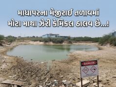 માધાપરના મેજીરાઈ તળાવમાં મોટા માથા ઝેરી કેમિકલ ઠાલવ છે….!