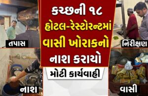 કચ્છની ૧૮ હોટલ-રેસ્ટોરન્ટમાં ચેકિંગ કરી વાસી ખોરાકનો નાશ કરાયો..
