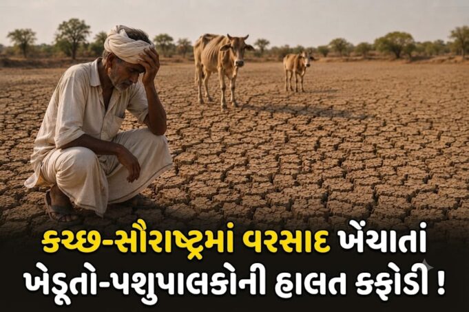 કચ્છ-સૌરાષ્ટ્રમાં વરસાદ ખેંચાતાં ખેડૂતો-પશુપાલકોની હાલત કફોડી બનશે !