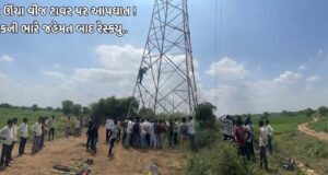 ધરાણા ગામે ૨૦૦ ફૂટ ઊંચા વીજ ટાવર પર યુવક લટકી ગયો !